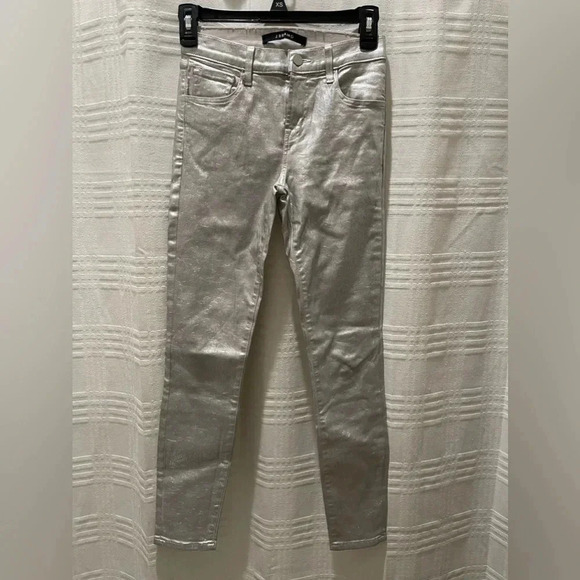 J Brand metallic silver skinny jeans - Picture 5 of 11